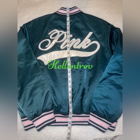 Victoria’s Secret PINK VARSITY JACKET DEEP FOREST LIMITED EDITION SIZE SMALL - Picture 10 of 13